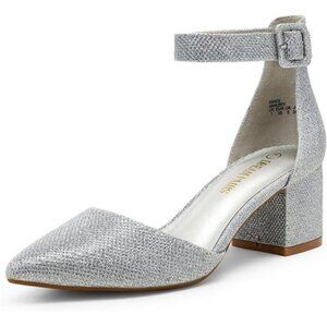 Pointed Toe Low Chunky Heels Pump Shoes